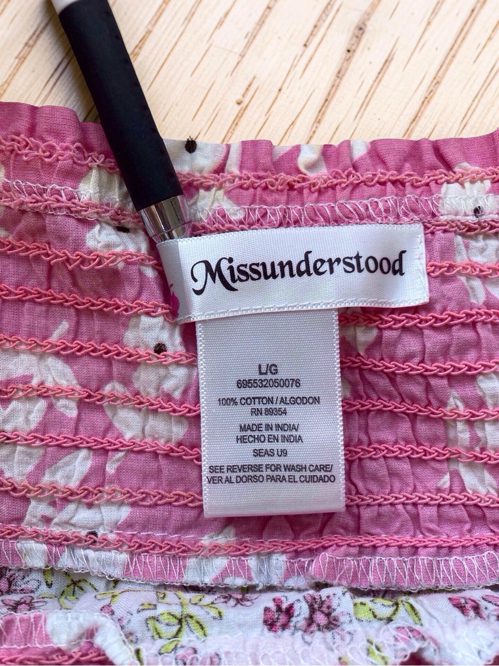 Pink Floral Tiered Smocked Skirt | Boho Cottagecore Ruffle Skirt Large - Picture 2 of 6